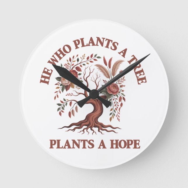 Reloj de pared del día del árbol ecológico (Anverso)