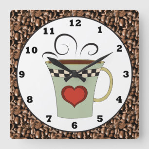 Reloj de pared del dibujo animado de la cafetería