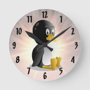 Reloj de pared del dibujo animado del pingüino