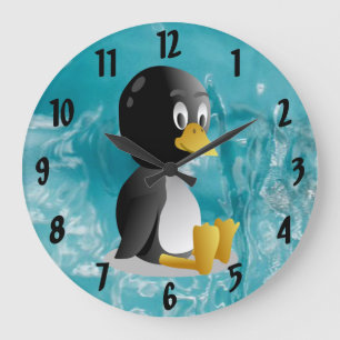 Reloj de pared del dibujo animado del pingüino
