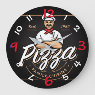 Reloj de pared del diseño de la pizza con número