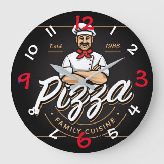 Reloj de pared del diseño de la pizza con números
