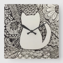 Reloj de pared del Doodle del gato