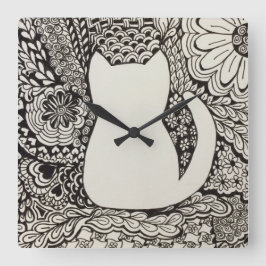 Reloj de pared del Doodle del gato