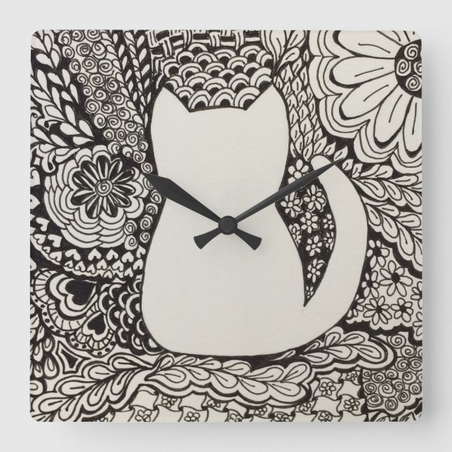 Reloj de pared del Doodle del gato (Anverso)