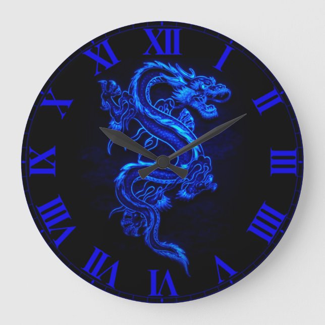 Reloj de pared del Dragón azul asiático (Anverso)