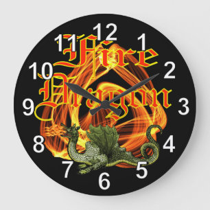Reloj de pared del dragón del fuego