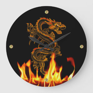 Reloj de pared del dragón del fuego de la fantasía