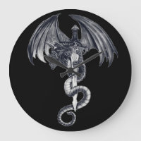 Reloj de pared del dragón y de la espada