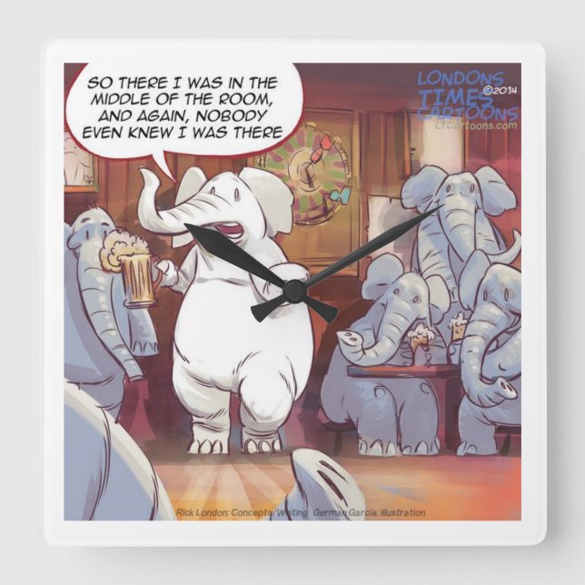 Reloj de pared del Elefante Blanco divertido (Anverso)