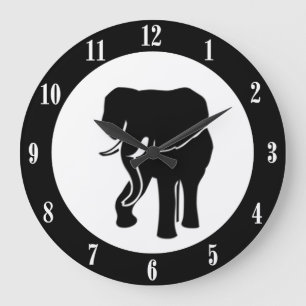 Reloj de pared del elefante con los números