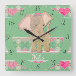 Reloj de pared del elefante del bebé