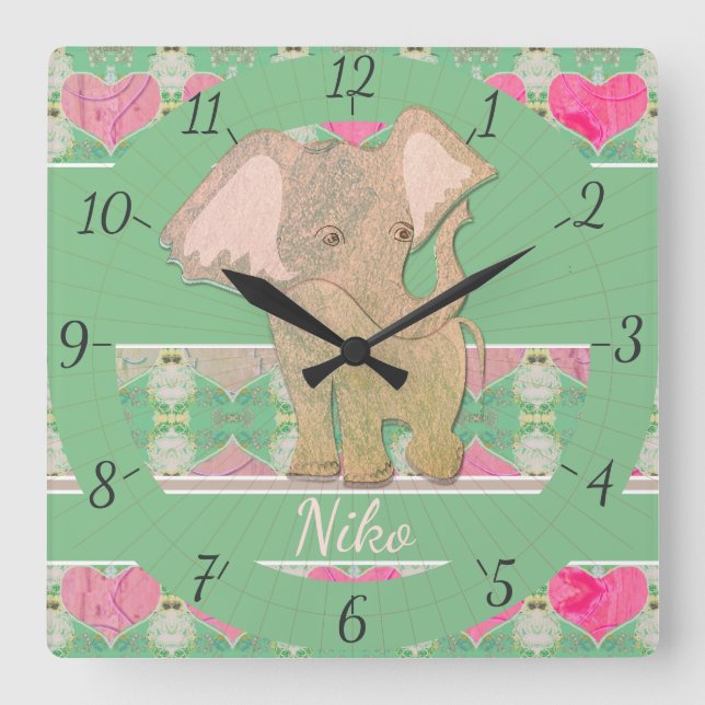 Reloj de pared del elefante del bebé (Anverso)