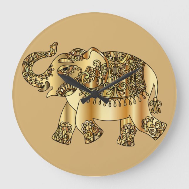 Reloj de pared del elefante dorado (Anverso)