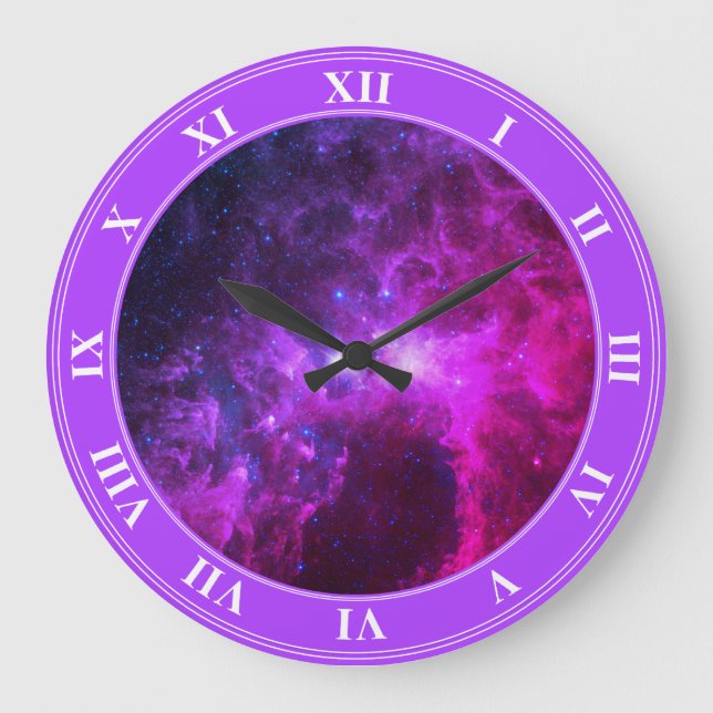 Reloj de pared del espacio exterior púrpura (Anverso)