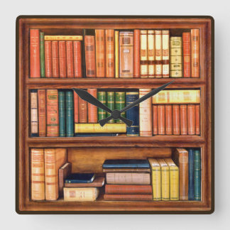 Reloj de pared del estante de la biblioteca de los