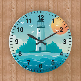 Reloj de pared del faro de playa costero