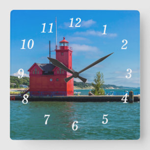 Reloj de pared del faro del puerto de Holanda