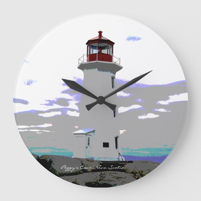 Reloj de pared del faro Peggy's Cove Nova Scotia (Anverso)