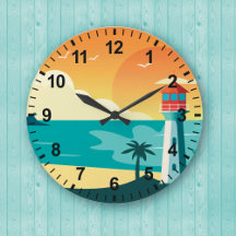 Reloj de pared del faro Sunset Beach