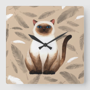 Reloj de pared del gato de Siam