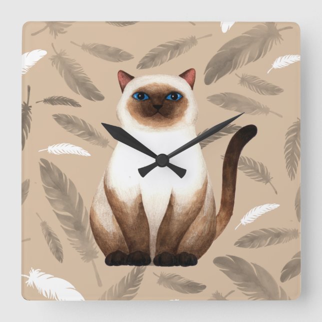 Reloj de pared del gato de Siam (Anverso)