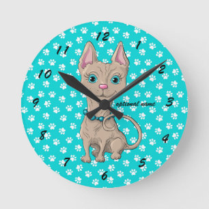 Reloj de pared del gato de Sphynx de la impresión