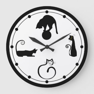 Reloj de pared del gato negro