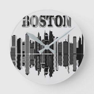Reloj de pared del horizonte de Boston