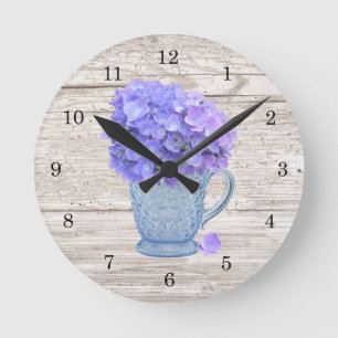 Reloj de pared del Hydrangea del país