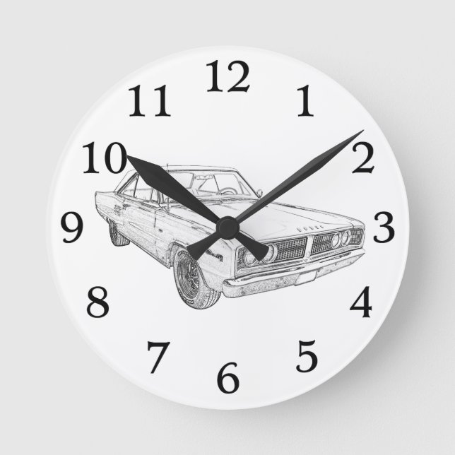 Reloj de pared del Ilustracion del coche del múscu (Anverso)