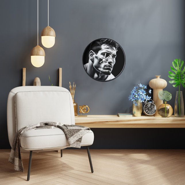 Reloj de pared del jugador de rugby con marco de m (Subido por el creador)