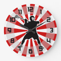Reloj de pared del jugador Lacrosse - negro rojo b