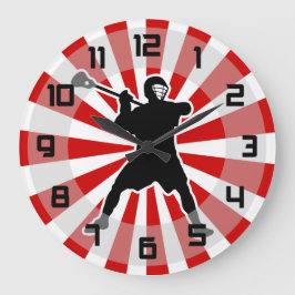 Reloj de pared del jugador Lacrosse - negro rojo b