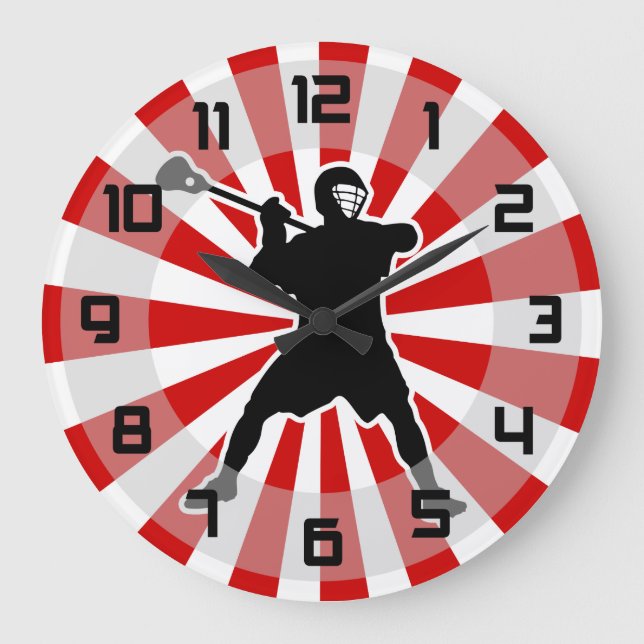 Reloj de pared del jugador Lacrosse - negro rojo b