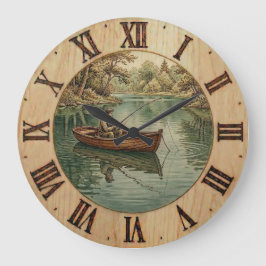Reloj de pared del lago de pesca