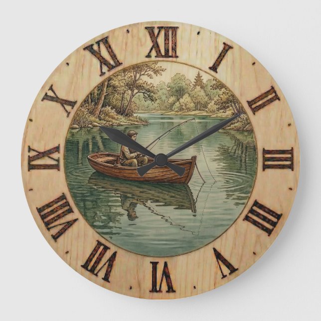 Reloj de pared del lago de pesca  (Anverso)