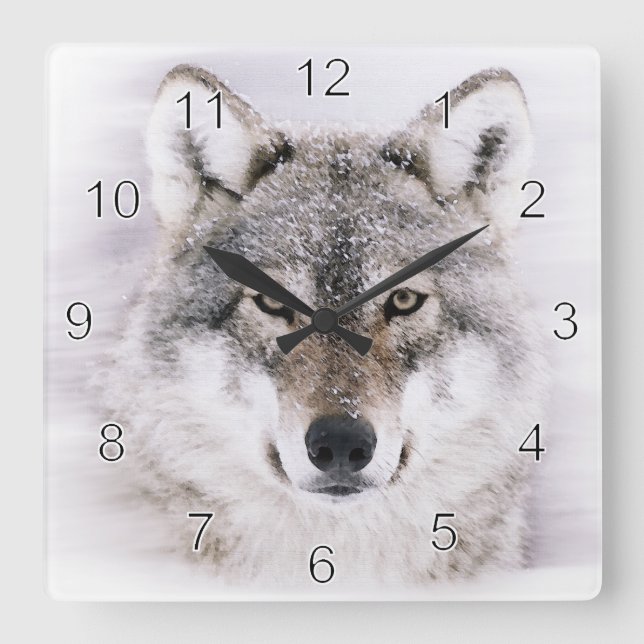 Reloj de pared del lobo de invierno (Anverso)