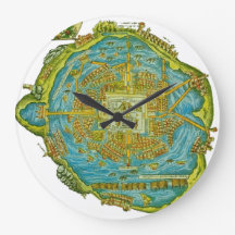 Reloj de pared del mapa azteca de Tenochtitlan