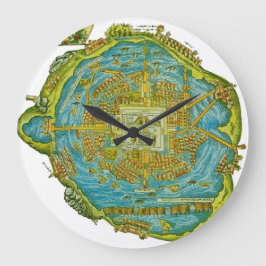 Reloj de pared del mapa azteca de Tenochtitlan