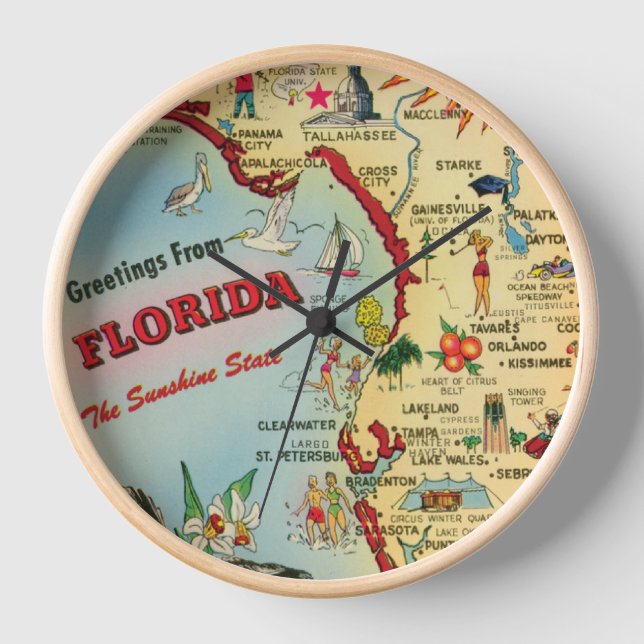 Reloj de pared del mapa de Florida (Anverso)