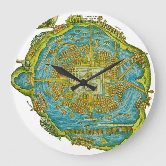 Reloj de pared del mapa de Tenochtitlán (Anverso)