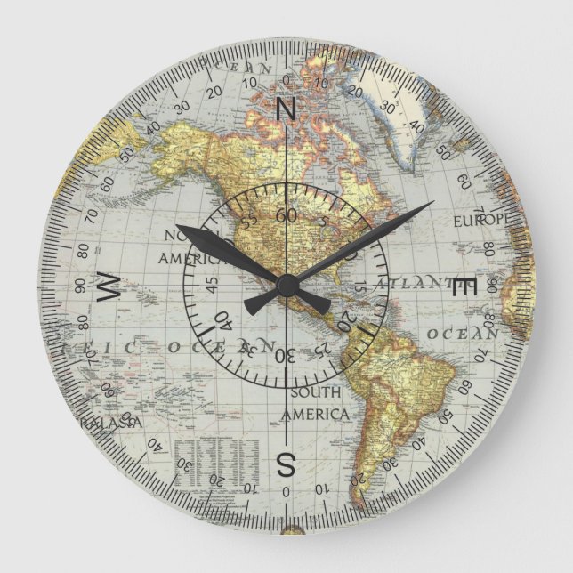 reloj de pared del mapa del mundo (Anverso)