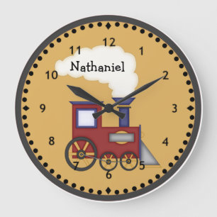 Reloj de pared del motor del tren pequeño