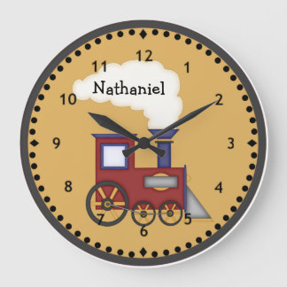 Reloj de pared del motor del tren pequeño