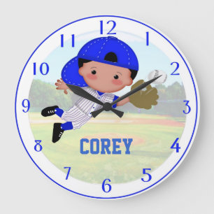 Reloj de pared del muchacho del béisbol