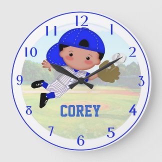 Reloj de pared del muchacho del béisbol