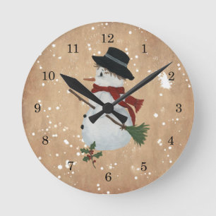 Reloj de pared del muñeco de nieve del país