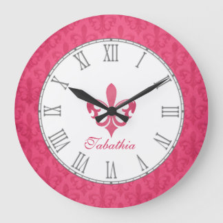 Reloj de pared del nombre del damasco de la flor