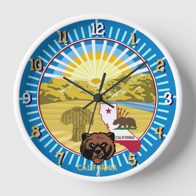 Reloj de pared del oso de California (nombre de la (Anverso)